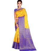 yellow  Banarasi Silk Jacquard Saree With Blouse Piece