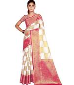 Fab Woven Pink Banarasi Silk Jacquard Saree With Blouse Piece