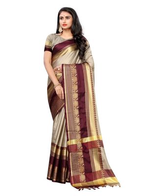 Khaki banarasi sari