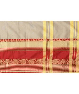Prijari Khaki Banarasi Art Silk saree With Blouse Piece (Khaki) 5