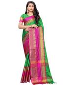 Prijari Green Banarasi Art Silk saree With Blouse Piece (Green)