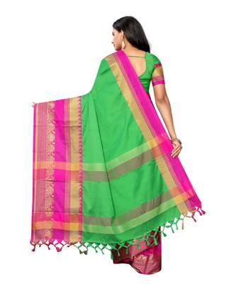 Prijari Green Banarasi Art Silk saree With Blouse Piece (Green) 3