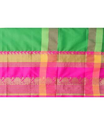 Prijari Green Banarasi Art Silk saree With Blouse Piece (Green) 5
