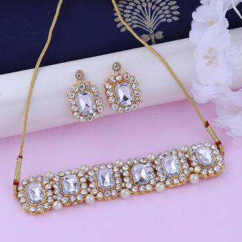 SILVER Plated Party Wear Choker Jewellery Set For Girl Women 3