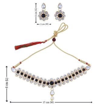 Gold Plated Party Wear Black Choker Jewellery Set For Girl and Women 5