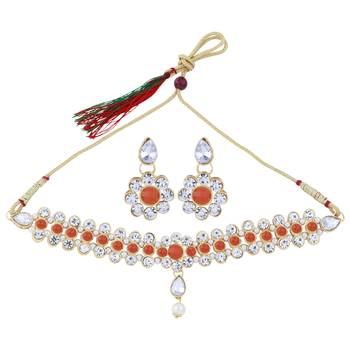 Exclusive Orange color Choker Set For Girls And Women 2