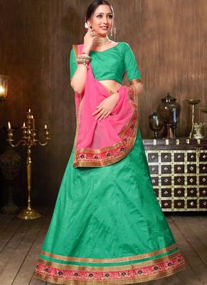 Turquoise Emblished Silk Party wear Ethnic Lehenga 1