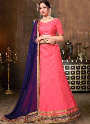 Pink Emblished Silk Party wear Ethnic Lehenga 1