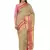 Beige Plain Cotton Silk Saree With Blouse