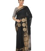 Black woven cotton silk saree with blouse
