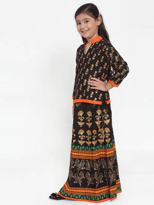 Baani Black Printed Rayon Choli with Lehenga Set 2