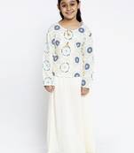 Baani Cream Printed Choli with Lehenga Set