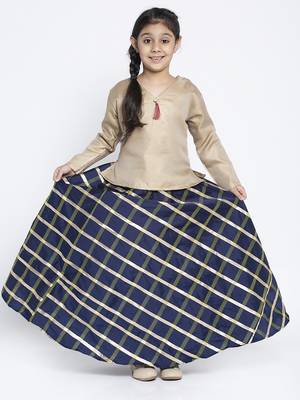 Baani Beige Self Design Choli with Blue Lehenga Set 1