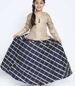 Baani Beige Self Design Choli with Blue Lehenga Set