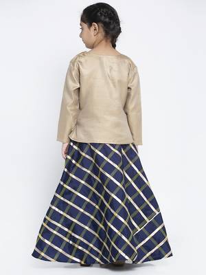 Baani Beige Self Design Choli with Blue Lehenga Set 4