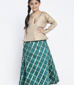 Baani Beige Self Design Choli with Green Lehenga Set