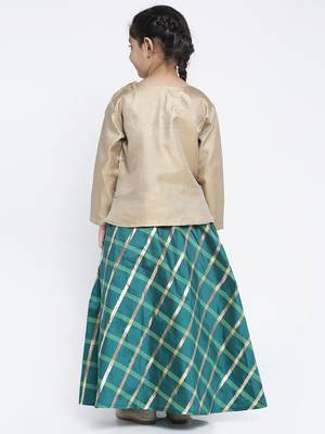 Baani Beige Self Design Choli with Green Lehenga Set 4