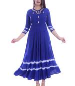 Women Rayon Blue Heavy Embroidery Gotta Patti  Designer Gown Anarkali Kurta