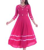 Women Rayon Pink Heavy Gotta Patti Designer Gown Anarkali 