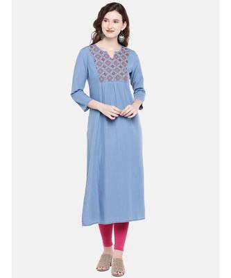 Ethnicity Denim Flared Indigo Kurta 1