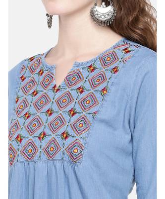 Ethnicity Denim Flared Indigo Kurta 2