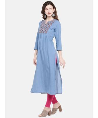 Ethnicity Denim Flared Indigo Kurta 3
