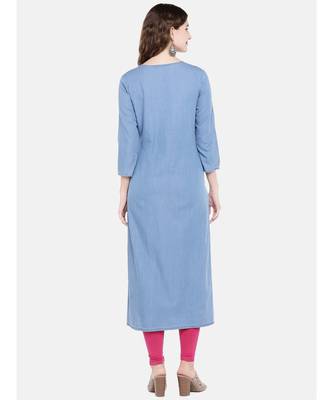 Ethnicity Denim Flared Indigo Kurta 4