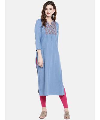 Ethnicity Denim Flared Indigo Kurta 5