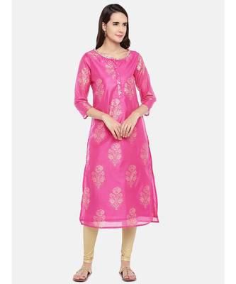Ethnicity Chanderi Stright Magenta Kurta 1