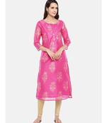 Ethnicity Chanderi Stright Magenta Kurta
