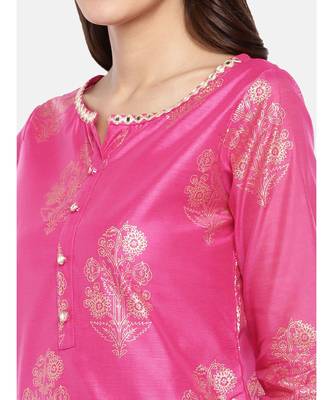 Ethnicity Chanderi Stright Magenta Kurta 2