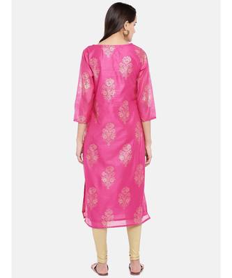 Ethnicity Chanderi Stright Magenta Kurta 4