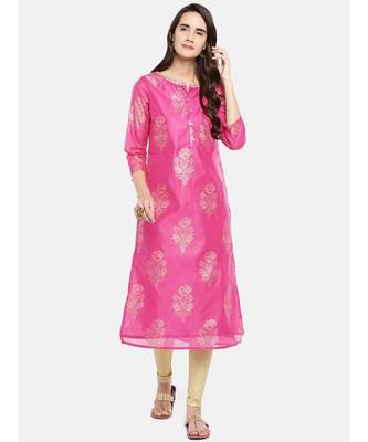 Ethnicity Chanderi Stright Magenta Kurta 5