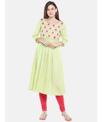 Ethnicity Rayon Flax Flared Mint Kurta 1