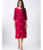 Ethnicity Viscose Slub  Straight Magenta Kurta