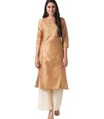 Ethnicity Polyester Straight Beige Kurta
