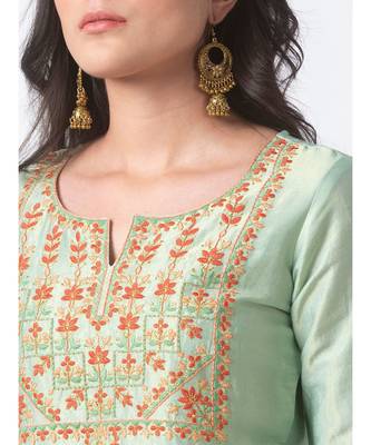 Ethnicity Chanderi Straight Green Kurta 4