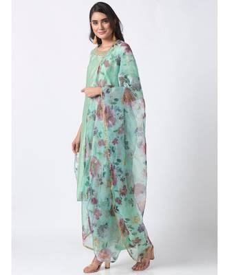 Ethnicity Linen Slub Silk Straight Aqua Skd 3