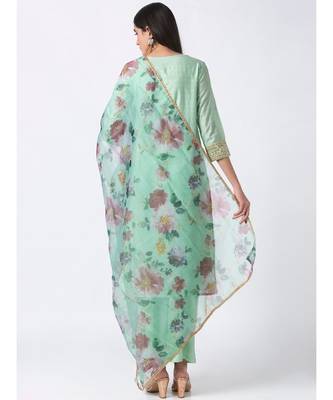 Ethnicity Linen Slub Silk Straight Aqua Skd 4
