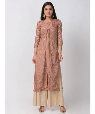 Ethnicity Polystaple A Line Pink Kurta 1