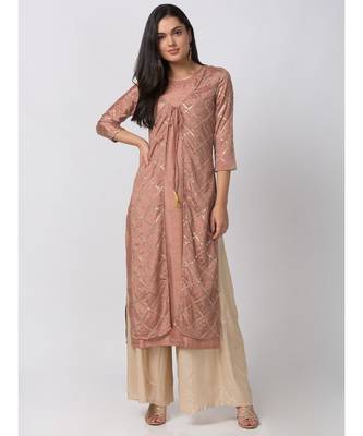 Ethnicity Polystaple A Line Pink Kurta 2