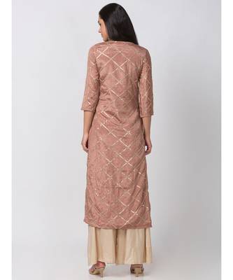 Ethnicity Polystaple A Line Pink Kurta 3