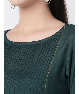 Ethnicity Rayon Flax Straight Forest Green Kurta 5