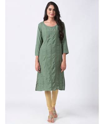 Ethnicity Viscose Shantoon Straight Sapgreen Kurta 1