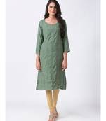 Ethnicity Viscose Shantoon Straight Sapgreen Kurta