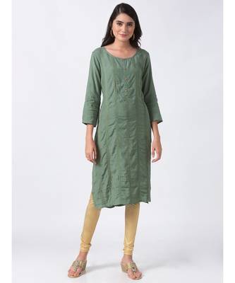 Ethnicity Viscose Shantoon Straight Sapgreen Kurta 2