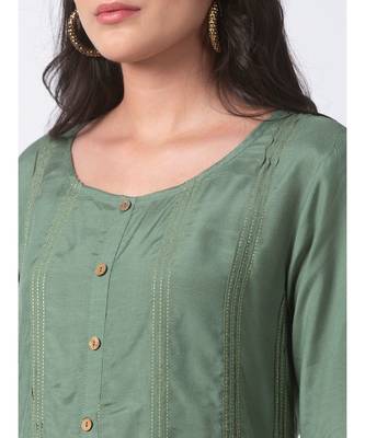 Ethnicity Viscose Shantoon Straight Sapgreen Kurta 4