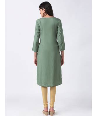 Ethnicity Viscose Shantoon Straight Sapgreen Kurta 5