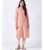 Ethnicity Poly Jacquard Straight Pink Kurta