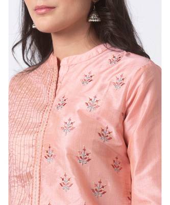 Ethnicity Poly Jacquard Straight Pink Kurta 4